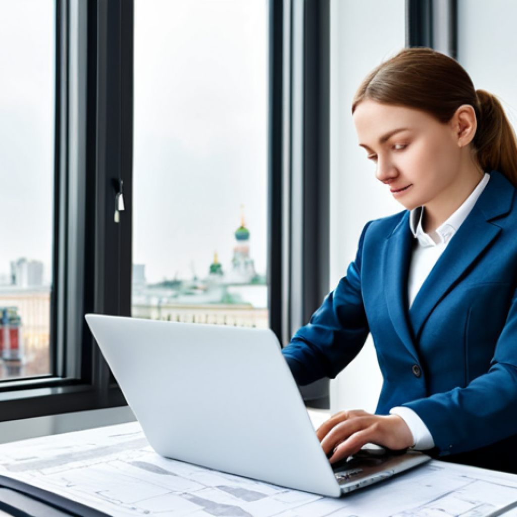 **

"A professional female engineer in a clean, modern Moscow office, fully clothed in a modest business suit, working on a laptop, with blueprints spread on the desk. Background features a bright cityscape view through large windows.  Safe for work, appropriate content, perfect anatomy, correct proportions, natural pose, professional environment, high quality, family-friendly, well-formed hands, proper finger count, natural body proportions, professional photography."

**