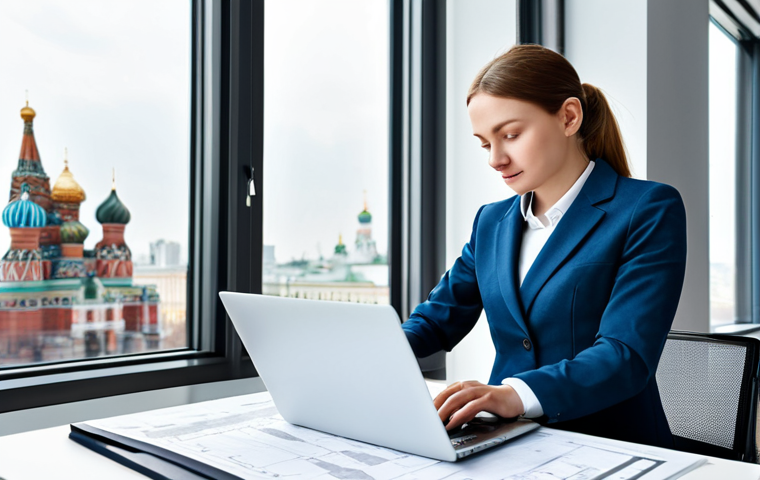 **
"A professional female engineer in a clean, modern Moscow office, fully clothed in a modest business suit, working on a laptop, with blueprints spread on the desk. Background features a bright cityscape view through large windows. Safe for work, appropriate content, perfect anatomy, correct proportions, natural pose, professional environment, high quality, family-friendly, well-formed hands, proper finger count, natural body proportions, professional photography."
**