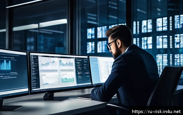 해킹 당한 계정 복구 절차 - A detailed digital illustration of a cybersecurity expert monitoring suspicious account activity on ...