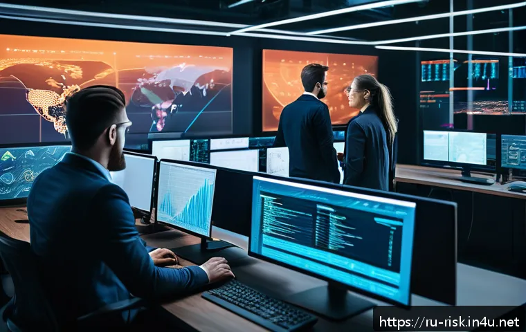 보안 취약점 자동 탐지 도구 소개 - A futuristic software development workspace showing a diverse team of Russian engineers collaboratin...